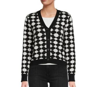 RENEE C. Black And White Geometric Print Cardigan Size XL Excellent Condition!